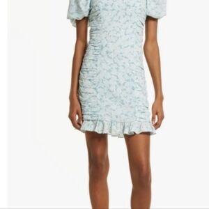 Chelsea28 Light Blue Floral Ruched Mini Dress - Size XS NWT